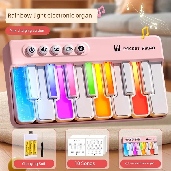 Mini Elektronik Org Oyuncak - Pembe - Şarjlı