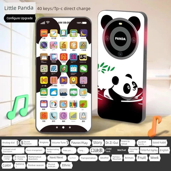 Çocuk Oyuncak Telefon - Yeni Versiyon Kırmızı Panda 40 Tuşlu +50000 İçerik + Tpc Şarjlı