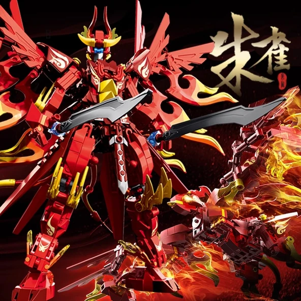 Dönüştürülebilir Mecha Yapı Taşları - Qinglong Mecha Savaş Tanrısı Zarif Büyük Renkli Kutulu - Resim 3