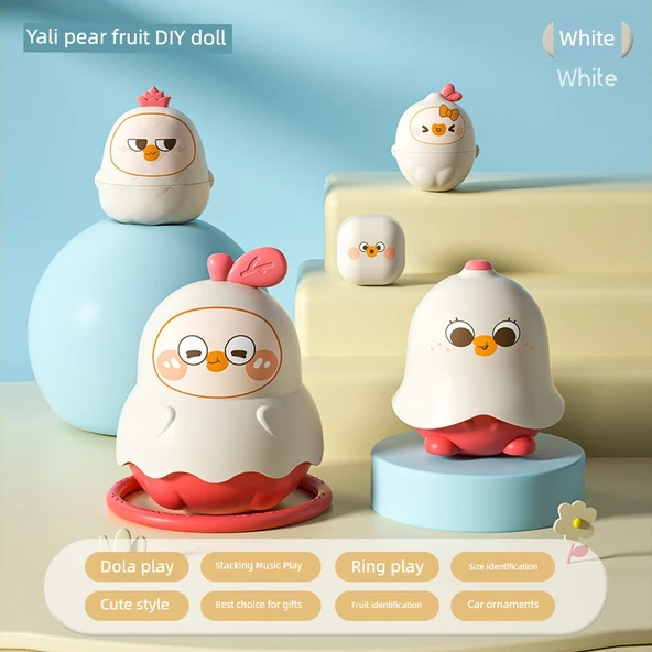 Jenga Rus Matruşka Bebek - Beyaz DIY Bebek
