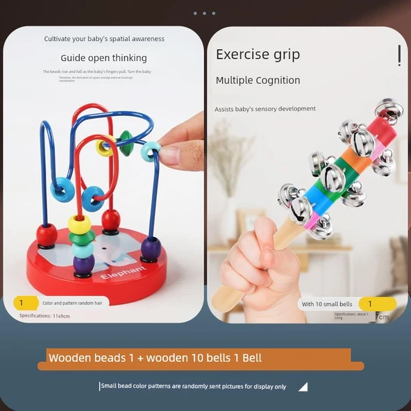 Ahşap Mini Oyuncak - 10 Zil Çıngıraklı