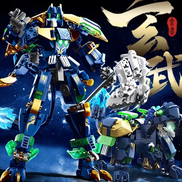 Dönüştürülebilir Mecha Yapı Taşları - 2025 Bazaltik Kutsal Canavar Mecha Çift Form Hediye Kutulu Silahlı