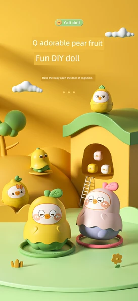 Jenga Rus Matruşka Bebek - Sarı DIY Bebek - 7