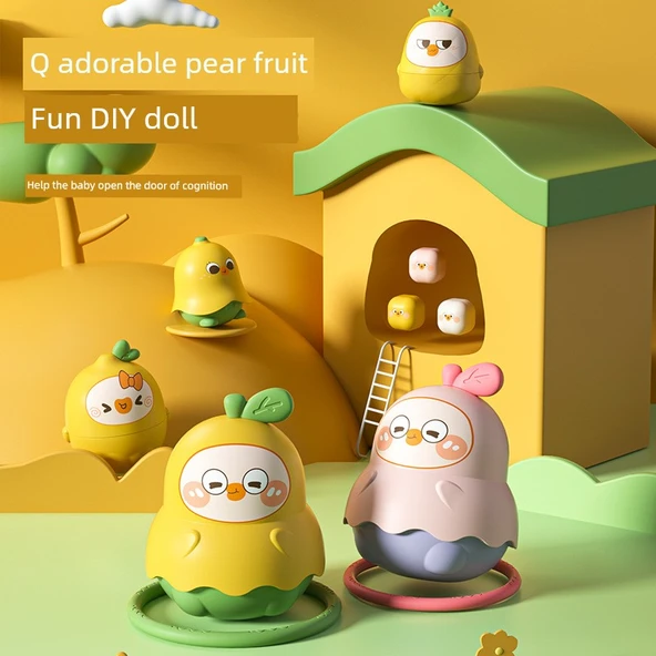 Jenga Rus Matruşka Bebek - Sarı DIY Bebek - 3