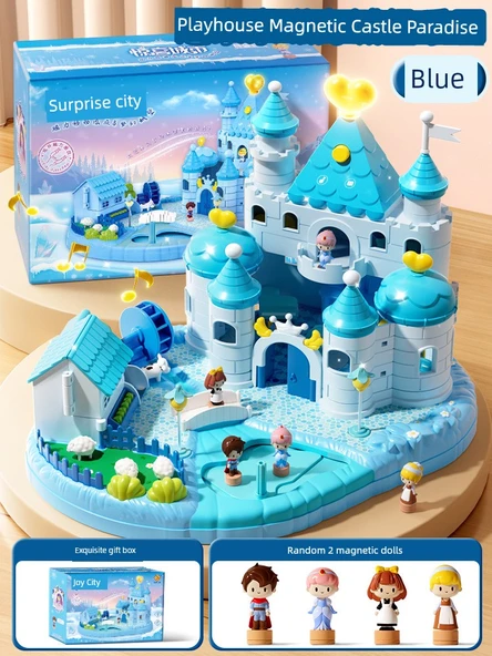 Elsa Şatosu Manyetik Ev Oyuncak Seti - Mavi Hediye Kutulu - 1