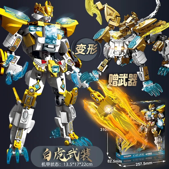 Dönüştürülebilir Mecha Yapı Taşları - Qinglong Mecha Savaş Tanrısı Zarif Büyük Renkli Kutulu - Resim 4