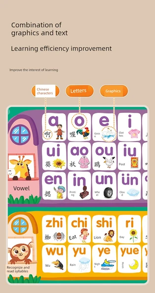 Eğitici Duvar Tablosu - Çince Pinyin + İngilizce Fonetik Alfabe - Resim 10