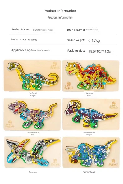 Dinozor Dijital Puzzle - Tyrannosaurus Rex - 9