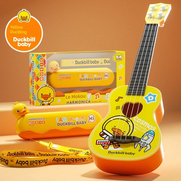 Çocuklar için Armonika, Ukulele ve Boyun İpi - Sarı Ördek Yavrusu