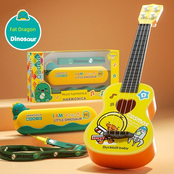 Çocuklar için Armonika, Ukulele ve Boyun İpi - Şişman Ejderha