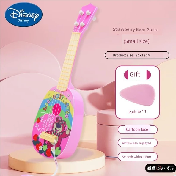 Çocuk Ukulele Oyuncak Gitar - Küçük Boy Çilek Ayı Kürekli