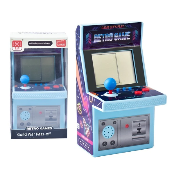 Mini Tetris Oyun Konsolu Anahtarlık - Büyük Açık Mavi Arcade - 49 Oyun