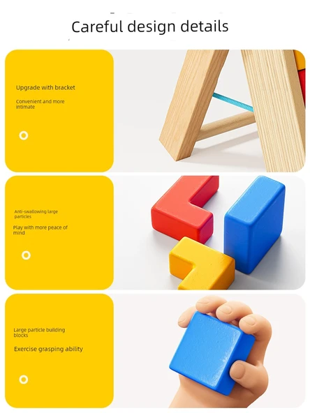 Tetris Eğitici Ahşap Blok Oyuncak - Tetris + Dijital Çevirme Oyunu - 5