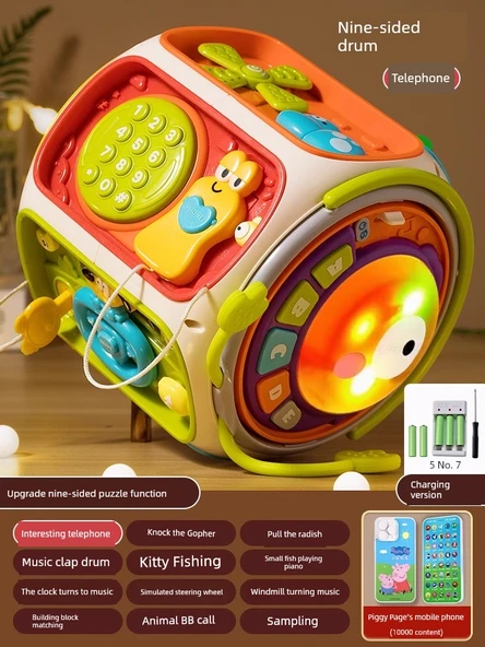 Dokuz Yüzlü El Davulu Telefon Sürümü [Şarjlı] + Piggy Page Cep Telefonu (10000+ İçerik)