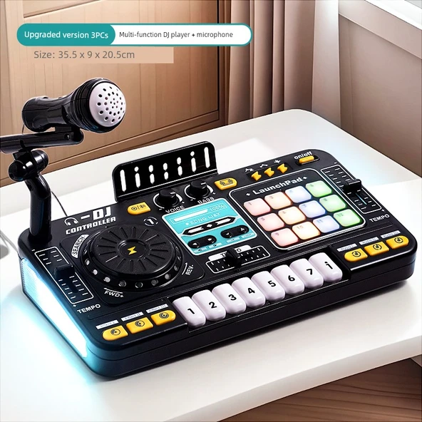 Çocuk DJ Disk Kayıt Oyuncak - Siyah DJ Mikrofonlu (USB Direkt Besleme)