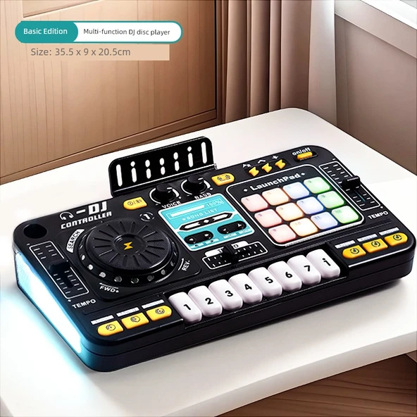 Çocuk DJ Disk Kayıt Oyuncak - Siyah DJ Makinesi (USB Direkt Besleme)