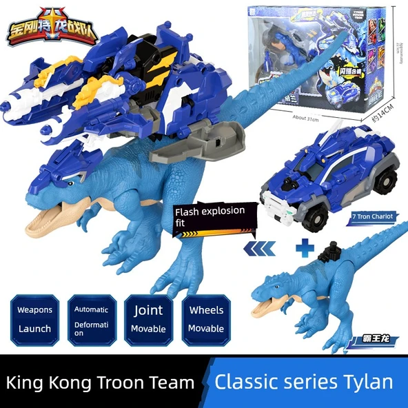 2'si 1 Arada Dönüşen Robot Oyuncak - Tyrannosaurus Rex-Tilan - Fırlatılabilir Silahlı