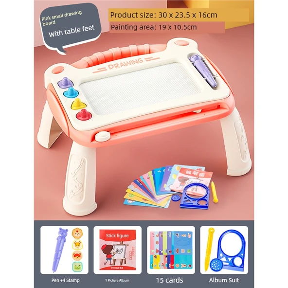 Büyük Boy Çocuk Çizim Tahtası ve Masa - Pembe