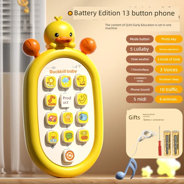Bebek Oyuncak Telefon - 13 Tuşlu Sarı - Ses Kontrollü