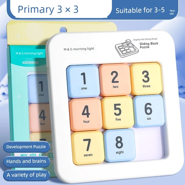 Dijital Kaydırmalı Bulmaca - 3x3 Başlangıç Seri (3-5 Yaş)