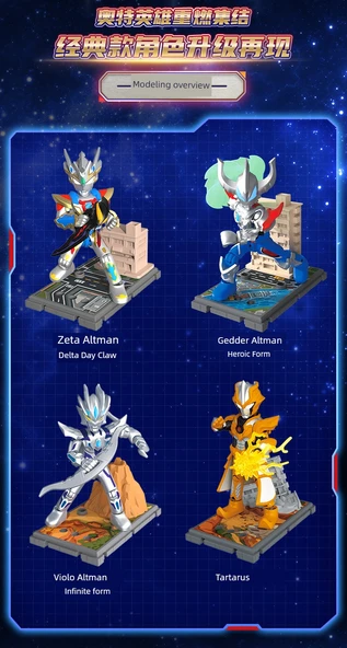 Ultraman Obbu Yapı Blokları - Zeta Altman Alfa Zırhı - Silahlı +3 Rakip + Işıklı - 10