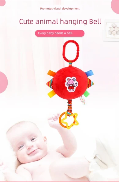 Yumuşak Kumaş Bebek Oyuncağı - Kırmızı Top + Dambıl - 11