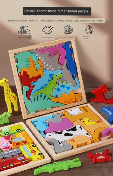 3D Ahşap Tetris Puzzle - Sayısal Tanıma - Resim 8