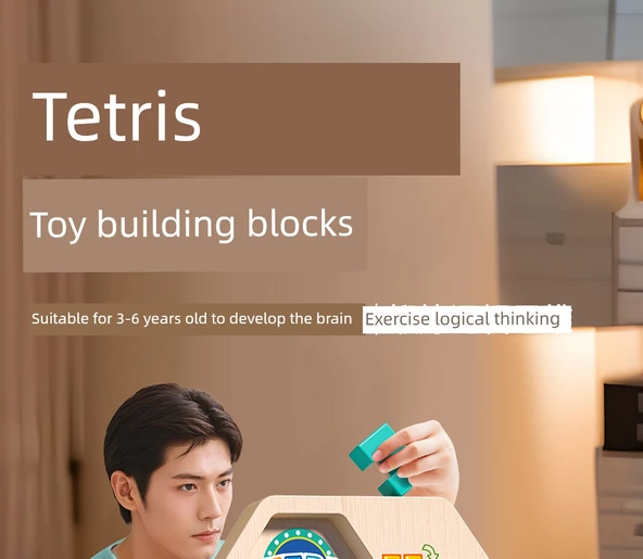 Tetris Puzzle Oyuncak - Büyük Boy - Altı Raylı Kaydırak ve Park Yeri (7 Kayın Arabalı) - Resim 7