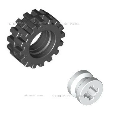 Lego Parçaları - 15x6mm Lastik ve 8x6mm Jant - Beyaz ve Siyah