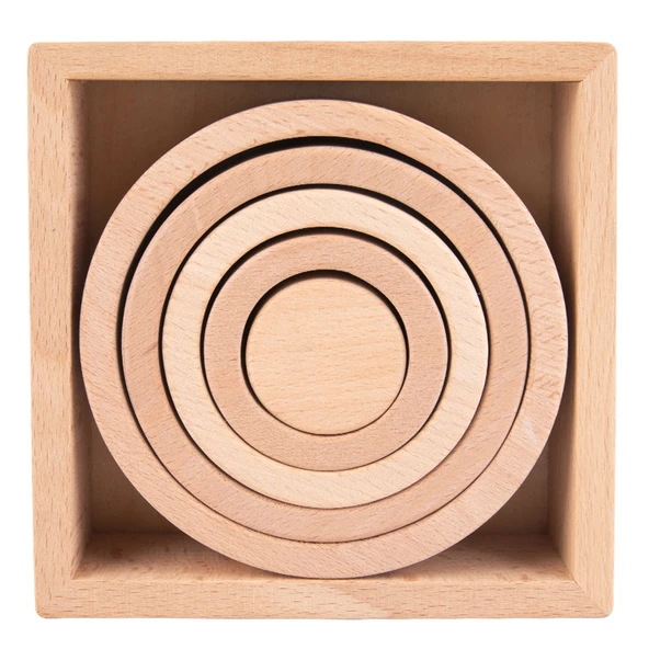 Montessori Geometrik Daire Ahşap Bloklar - Koyu Haki