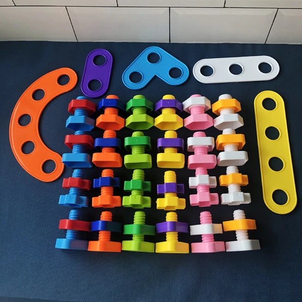 1-3 Yaş Bebek Vidalı Kapak Şekil Eşleştirme Oyuncak - 24+5 Eşleştirme Kartı