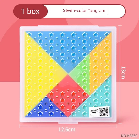 Manyetik Olmayan Yedi Renkli Tangram Puzzle