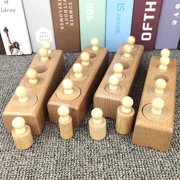 Montessori Silindir Yuva Seti - Birincil Renk