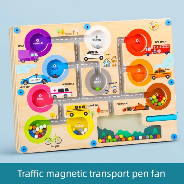 Manyetik Boncuk Labirenti Oyunu - Trafik Temalı