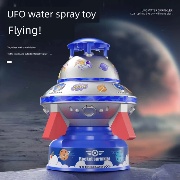 UFO Su Fışkırtan Roket - Mavi [Musluk + Taban] + 5m Su Hortumu - 3