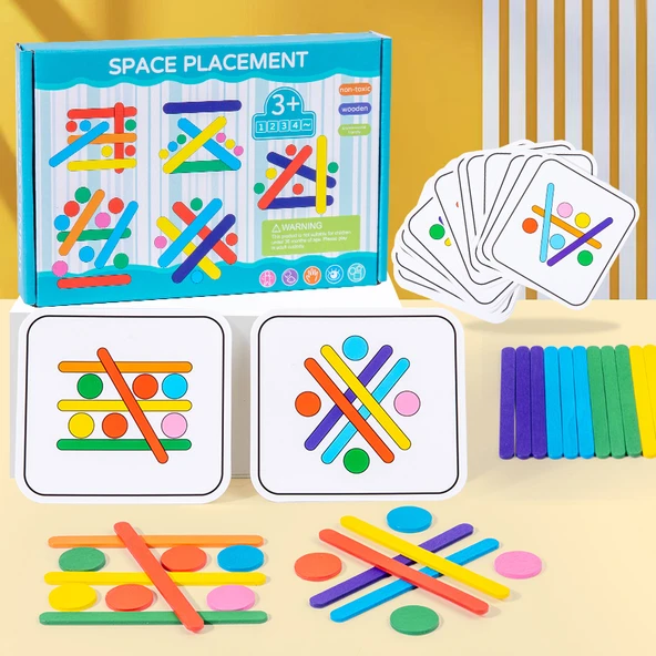 Eğitici Sayma Çubukları Puzzle Oyuncak - Gökkuşağı Çubuklu Düşünme Oyunu