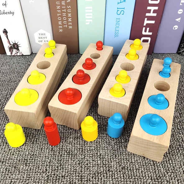Montessori Silindir Yuva Seti - Renkli Yuva