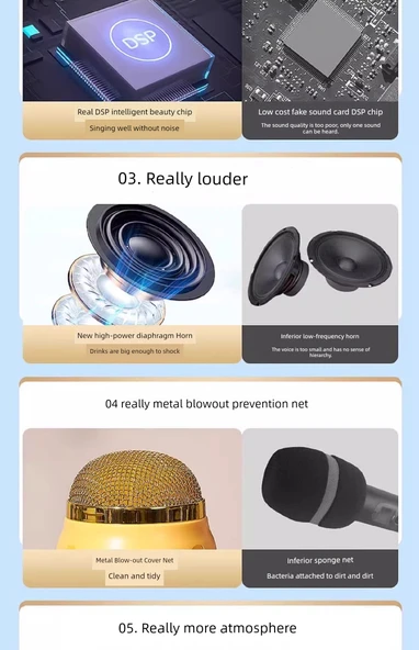 Çocuk Karaoke Mikrofon Oyuncak - 1.0 Üst Düzey Dayanıklı Sarı Ördek - Resim 9