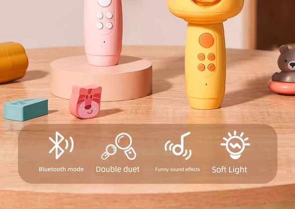 Çocuk Karaoke Mikrofon Oyuncak - 1.0 Üst Düzey Dayanıklı Sarı Ördek - Resim 7