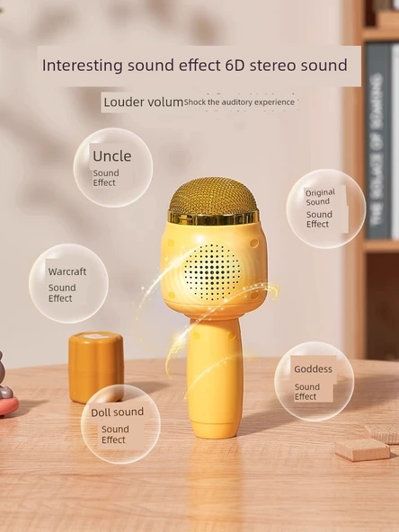 Çocuk Karaoke Mikrofon Oyuncak - 1.0 Üst Düzey Dayanıklı Sarı Ördek - Resim 5