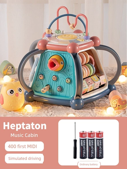 Bebek Müzik Davulu Hekzahedron Eğitici Oyuncak - Pilli Çok Fonksiyonlu