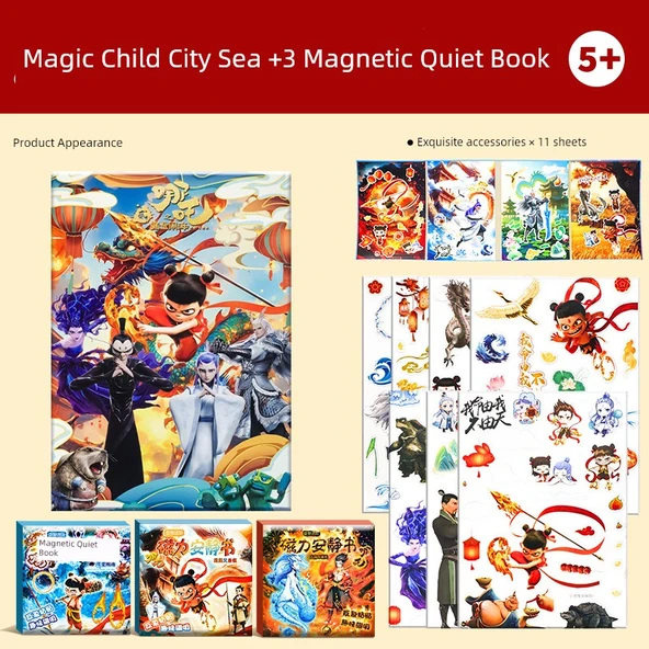 Nezha Sihirli Çocuk Manyetik Kitap - Deniz +3 Mıknatıslı