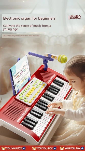 Çocuk Elektronik Org - 49 Tuşlu - Pembe Piyano Ses Kalitesi - 8