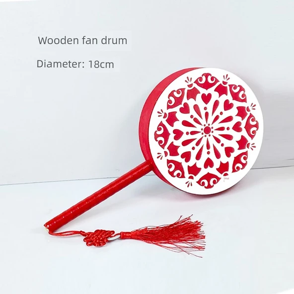 Orff Vurmalı Yelpaze Davul - 7 inç Ahşap Çift Taraflı (18cm)