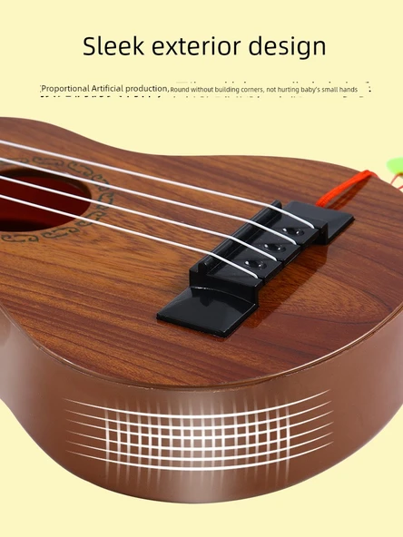Çocuk Ukulele Gitar 45cm Kalp Delikli Turuncu - 5