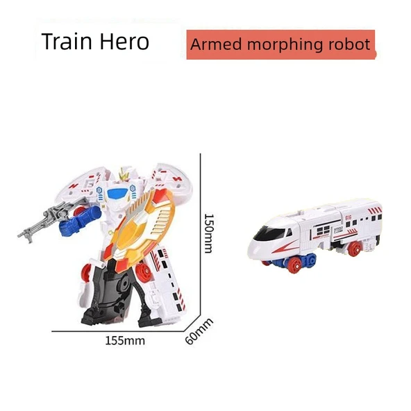 Dönüşen Robot Tren Oyuncağı - Beyaz Tren 19cm Silahlı