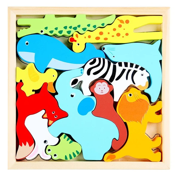 3D Ahşap Puzzle - Orman Hayvanları Temalı