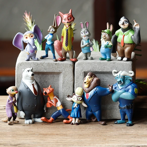 Zootopia Judy ve Nick El Yapımı Pasta Süsü Oyuncak Bebek - 12 Çılgın Hayvan Şehri