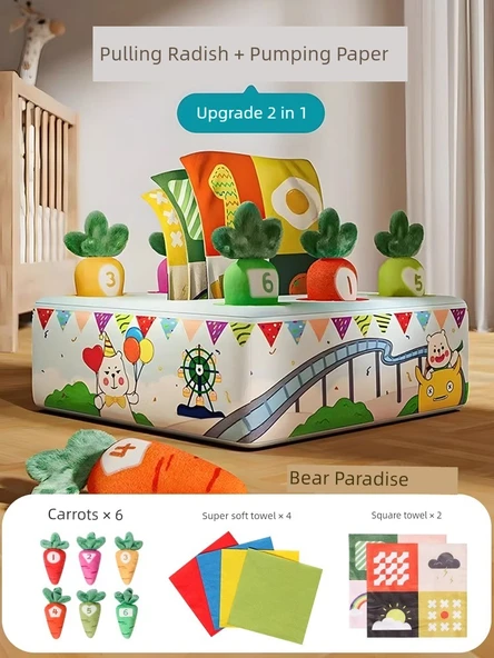 Montessori Oyuncak Ayı Cenneti - 4 Havlu 2 Çıngıraklı Mendil