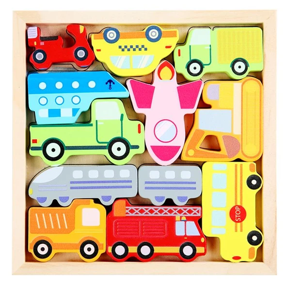 3D Ahşap Puzzle - Taşıtlar Temalı
